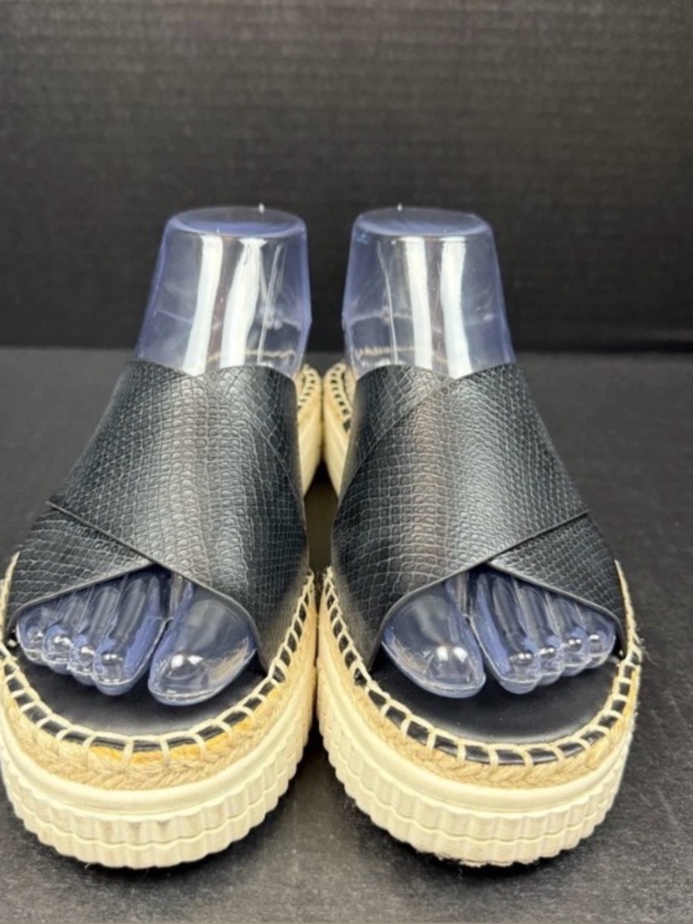 Womens Franco Sarto Black Crisscross Platform Sandals